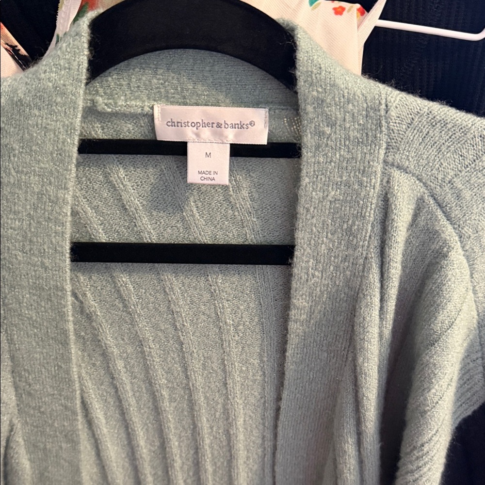 Christopher & Banks Mint Open-Front Ribbed Cardigan